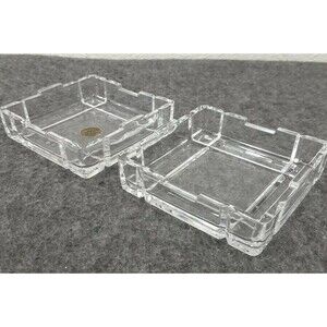 Royal Crystal Rock RCR Vintage Ashtray Set of 2 25% Lead Crystal Italy Flawless